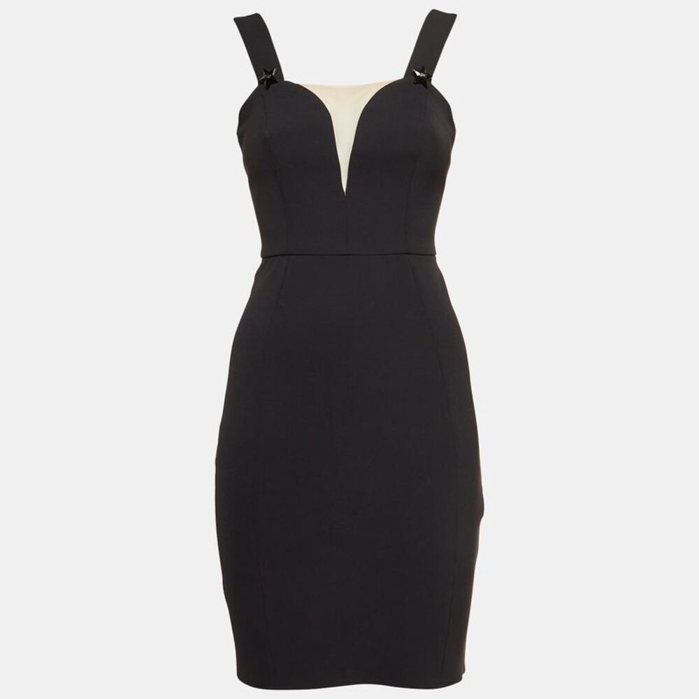 Elisabetta Franchi Black Stretch Crepe Sheath Mini Dress S